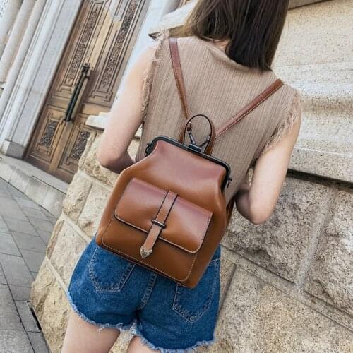 2021 New Women Leather Backpacks Vintage Female Shoulder Bag Sac A Dos Travel Ladies Bagpack Mochilas School Bags for Girls New
