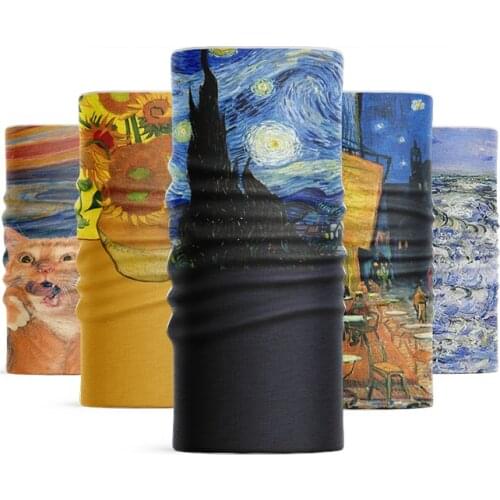 New 3D Printed Oil Painting Headscarf Van Gogh Art Funny Headwear Sports Riding Face Cover Bandana Summer Neck Gaiter Ring Scarf