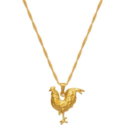 Anniyo Gold Color Chicken Necklace for Women Girl,Fashion Rooster Pendant and Chain Necklaces Jewelry Gifts #054502