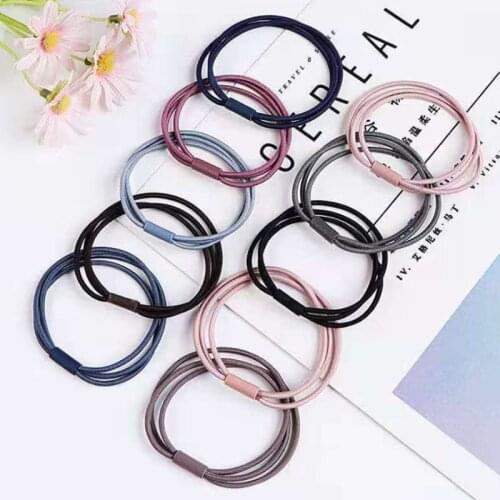 10pcs Hair Rope Elastic Rubber Band Solid Color Cute Hair Band Hair Accessories for Girls Women