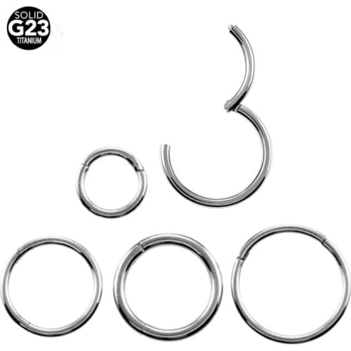 SWANJO 1PC 16G 14G G23 Titanium Segment Hinged Nose Rings Labret Lip Nose Earrings Piercing Body Pircing Jewelry