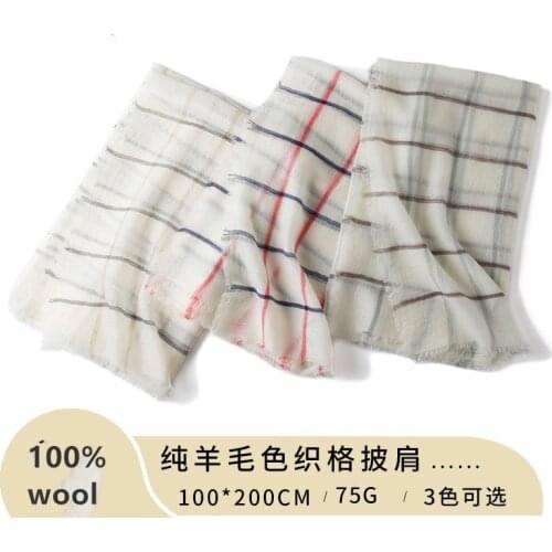 Naizaiga 100% wool plaid Yarn-dyed Ultra-thin women summer Sunscreen soft shawl girl fashion pashmina , PS45