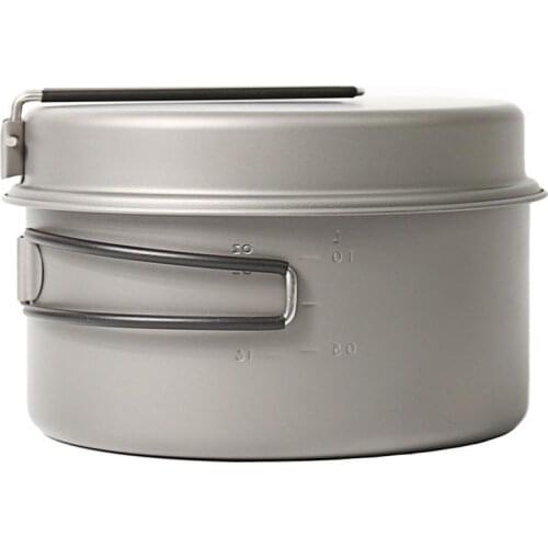 SOLOHIKE Titanium Outdoor Camping Pan Hiking Cookware Backpacking Cooking Picnic Bowl Pot Pan Set CKW-1350