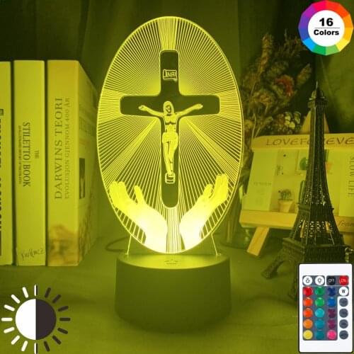 Crucifixion of Jesus Led Night Light for Church Decoration Lights Cool Gift for Christians Usb Battery Powered Room Table Lamp
