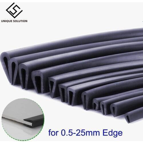 1/2/5M Black Rubber Edge Strip U Section Anti Oil Seal Edge Shield Encloser Inner Width 0.5-25mm High 5-41mm