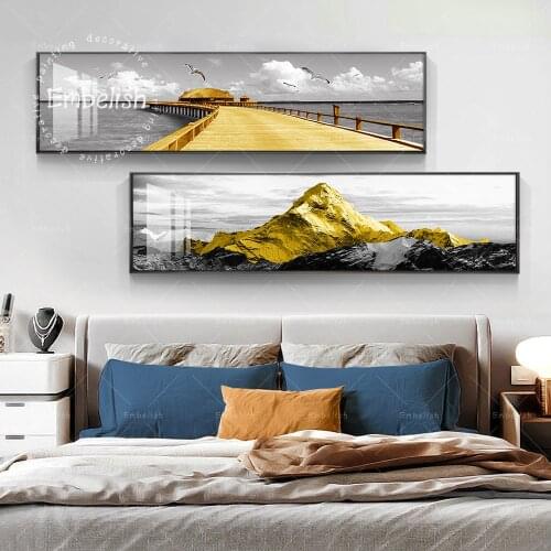 Embelish Golden Mountains Canvas Landscape Paintings For Living Room Modern Home Decor Pictures Wall Art Posters Office Artworks