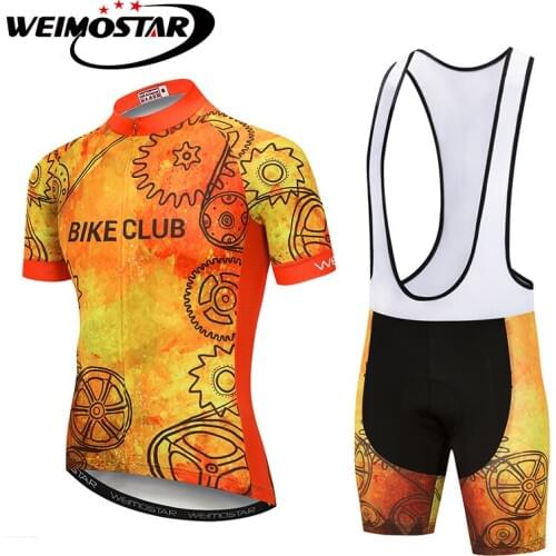 Weimostar Men Cycling Jersey Gear Bike Club Bike Jerseys Cycling Clothing Ropa ciclismo Outdoor Sports Cycling Set Yellow/Black