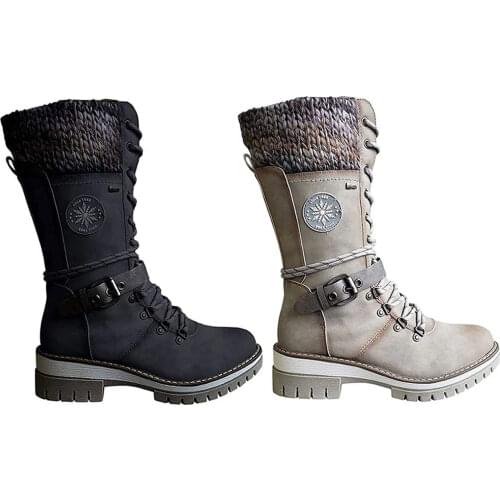 1 Pair Of Women Mid Height Leather Boots For Winter Autumn And Spring Warm Winter Boots With Side Zipper