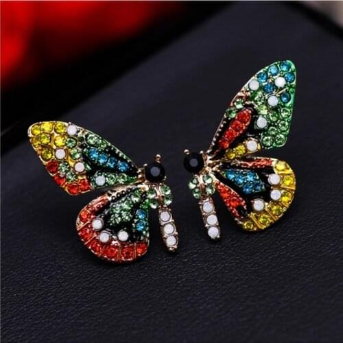 2021 Trend Fashion Butterfly Wings Stud Earring For Women Dazzling With Colored Zirconia Earring For Lover Anniversary Nice Gift