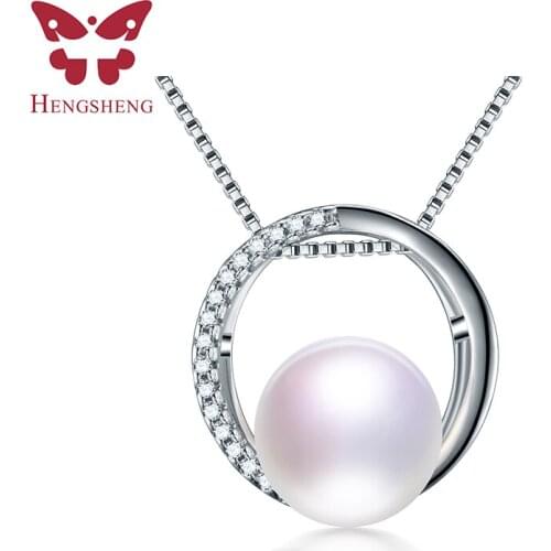 HENGSHENG High Quality Genuine Natural Freshwater Pearl Necklace Hot Sale 925 Sterling Silver Zircon Pendant Jewelry For Women
