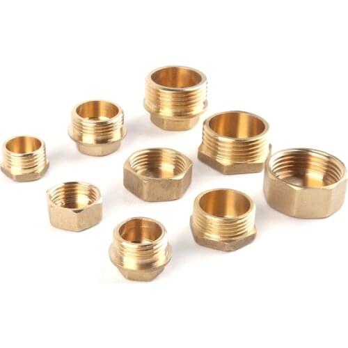 2pcs 1/2" 3/4” 1” Thread Brass Pipe Hex Head Brass End Cap Plug Plumbing Fitting Connector Adapter