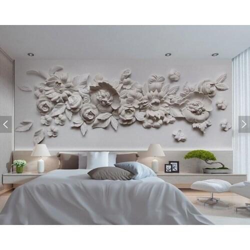 Custom 3d stereoscopic wallpaper, European plaster carved flower murals for living room bedroom TV background wallpaper