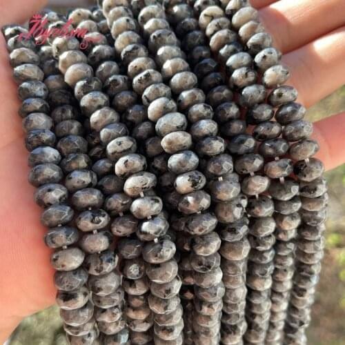 5x8mm Faceted Rondelle Black Larvilite Beads Natural Stone Beads For DIY Necklace Bracelets Jewelry Making 15" Free Shipping