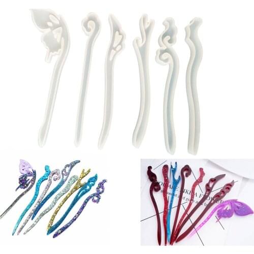 8 Style Clear Hairpin Hair Stick Silicone Molds for Resin Jewelry Resin Handmade Hair Pin for Hair Pin Making DIY Craft