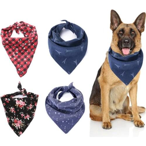 Fashion Pet Dog Bandana Scarf Flower Printed Cat Dog Neck Tie Collar Dog Bib Bandana Costume Pet Supplies Double Side Pattern