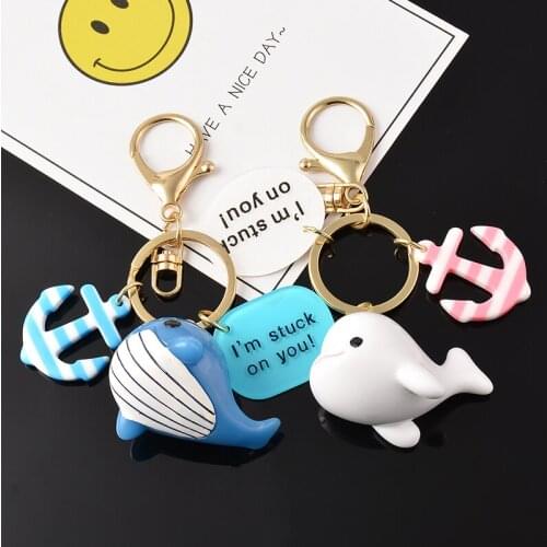Cute Whale Dolphin Keychains Creative Ocean Series Keyring Pendant for Women Bag Charm Trinket Men Car Keyring Key Chain Jewelry