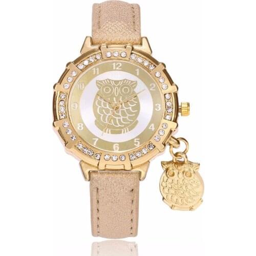 Luxury Women Watches Fashion Causal Women Quartz Wristwatch Gold Ladies Bracelet Watches Relogio Feminino Owl Pendant Gift Clock