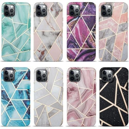 Case For iPhone 12 11 Pro 6s XS MAX XR X 8 7 Plus SE2020 Cover Soft Silicone Plating Marble Phone Case Smooth surface