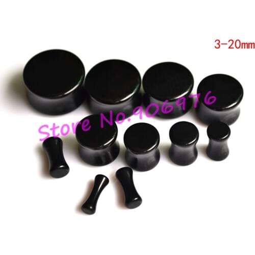 Ear Plug Black Acrylic Flesh Tunnel Ear Taper Ear Stretchers Expander 3-20MM Ear Nail Pierce Fashion Body Piercing 110pcs/lot