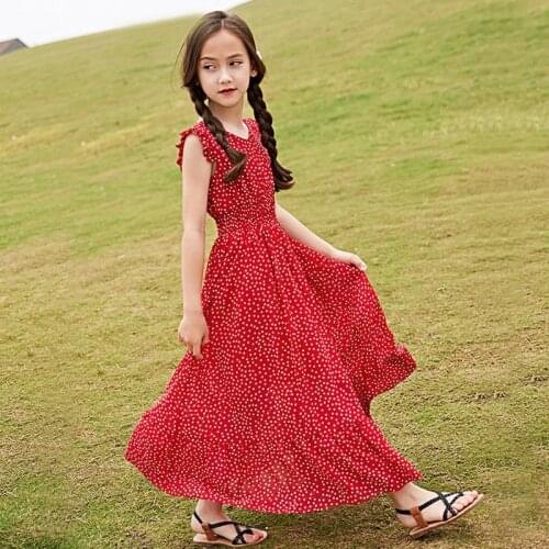 Girls Dresses Longuette Chiffon Summer Dress For Girls 2021 Casual Girls Beach Sundress Teenage Kids Clothes 4 5 6 8 10 12 Years