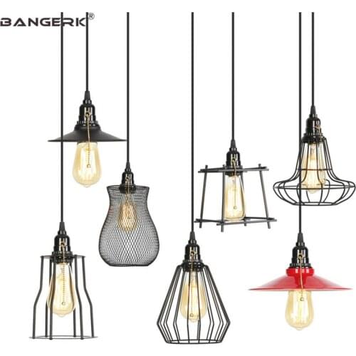 Industrial Vintage Pendant Light LED Single Head Iron Hanging Lamp Pull Switch Dining Room Bar Home Decor Luminaire Lighting