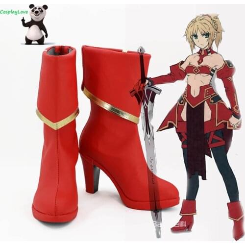 FGO Fate Apocrypha Saber of Red Mordred Red Cosplay Shoes Boots CosplayLove