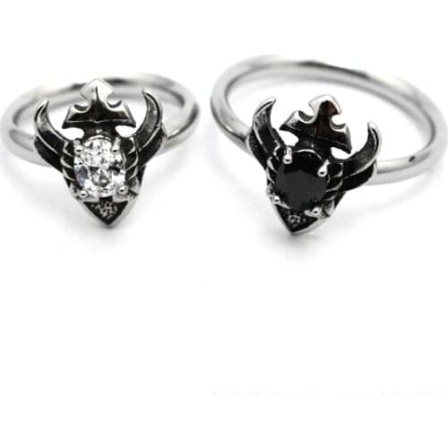 Size 4~9 Cool Mini Band Ladies Ring With Stone 316L Stainless Steel Jewelry Biker Ring