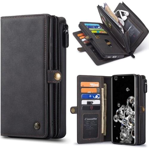 Genuine Leather Detachable Multifunction Wallet Phone Bag Case For Samsung Galaxy Note 20 Note20 Ultra S20 Note 10 Plus A51 A71