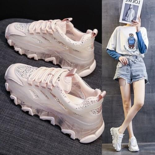 Summer Jelly Daddy Shoes Diamond Crystal Casual Shoe Transparent Bottom Sports Shoes Versatile Clothes Bags Sneaker Walking Shoe
