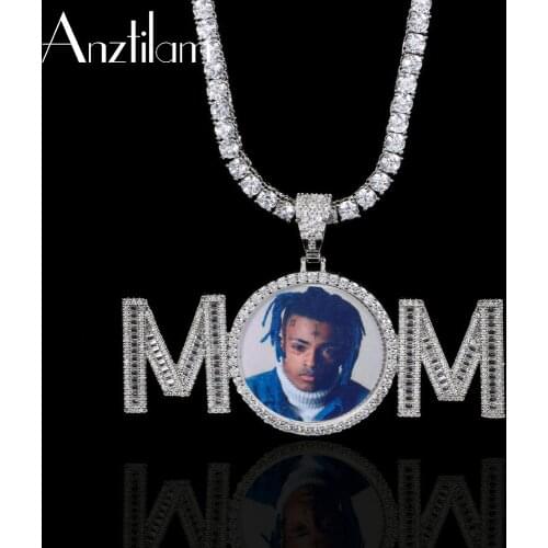 Anztilam Hip Hop Custom Made Photo Pendant Custom Name Necklace Paved Zircon Stone Men Women DIY Jewelry Wholesale