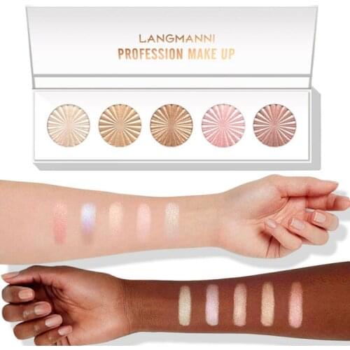 5 Color Brighten Bronzers & Highlighters Palette Pearly Blush Eyeshadow Multifunction Makeup Disc Three-dimensional Makeup TSLM2