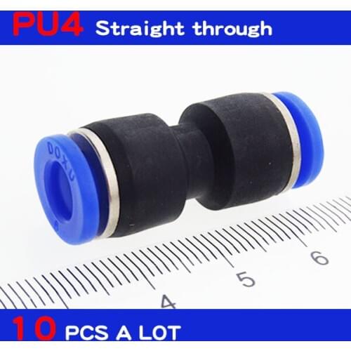 PU4 HIGH QUALITY 10Pcs Air Pneumatic 4mm to 4mm Straight Push in Connectors Quick Fittings