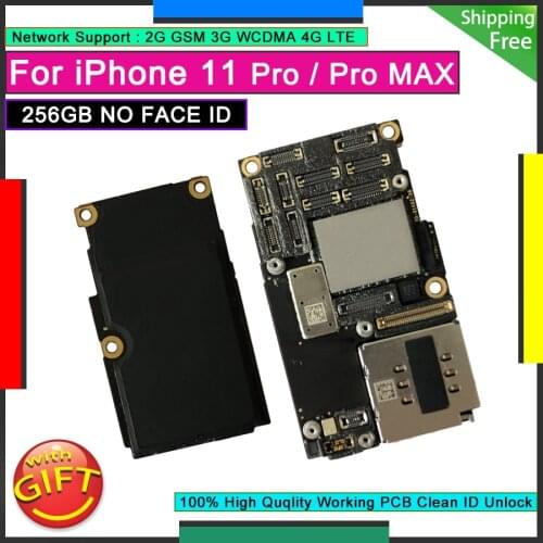 Unlocked Motherboard For iPhone 11 Pro 256GB NO FACE ID Factory Original Mainboard 11 Pro Max Logic Board Clean iCloud Plate