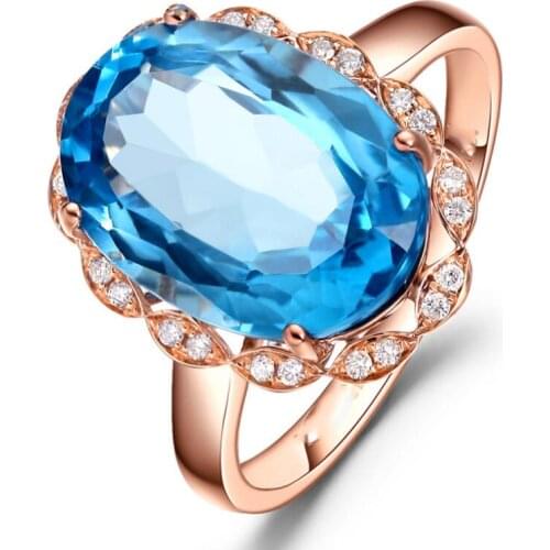 Luxury Female Rose Gold Wedding Rings Oval AAA Zircon Crystal Vintage Fashion Engagement Wedding Rings for Women