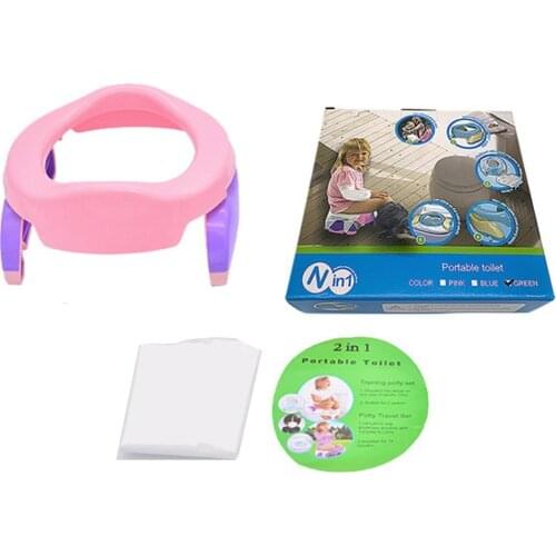 Portable Baby Infant Chamber Pots Foldaway Infant Toilet Training Seat Car Travel Potty Rings with Urine Bag Lightweight Toilet