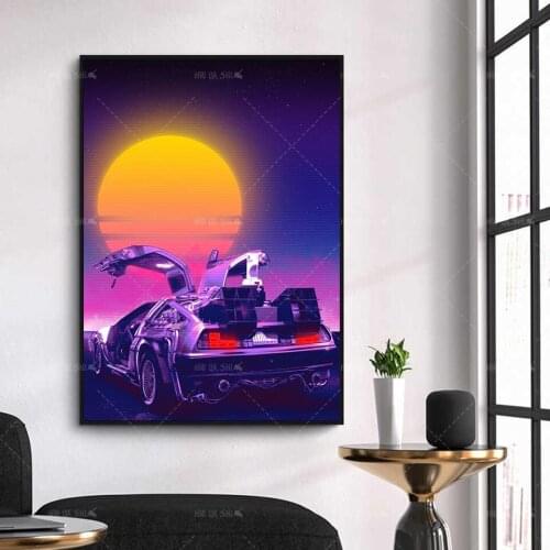 Modern HD Art Canvas DELOREAN Poster Supercar Decorative Prints Wall Painting Bedroom Living Room Frames Pictures For The Home