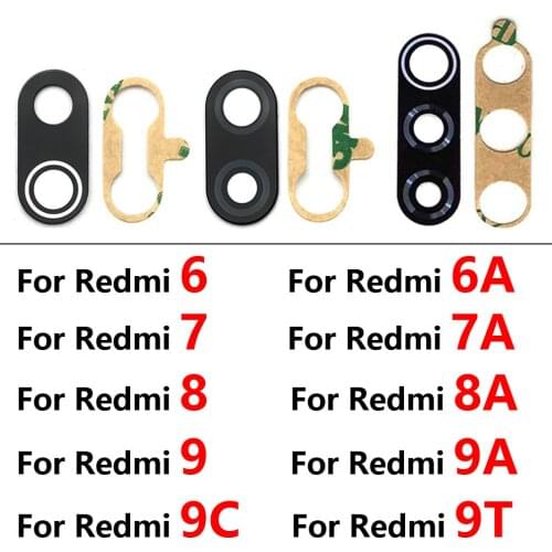 2Pcs New Rear Back Camera Lens Glass With Adhesive Sticker Replacement Parts For RedMi 6 7 8 6A 7A 8A 9 9C 9A K40