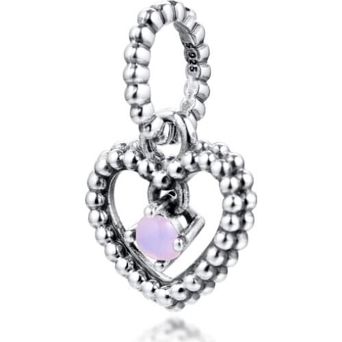 Misty Rose Beaded Heart Beads fits For Bracelets Necklaces 100% 925 Sterling-Silver-Jewelry Charms Free Shipping
