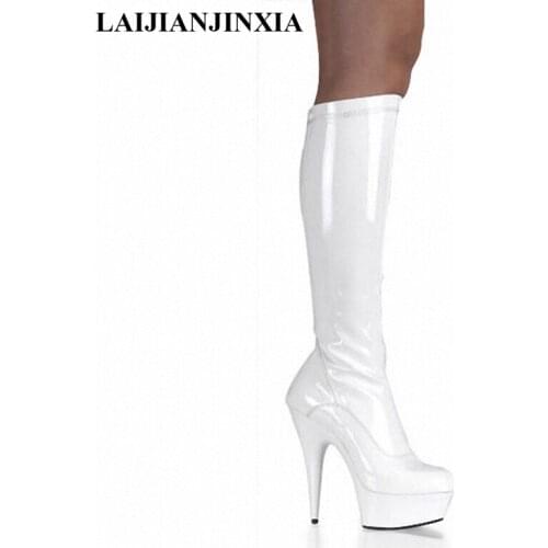 2017 womens spring and autumn shoes fashion medium-leg 15cm boots sexy high-heeled shoes black knee high boots