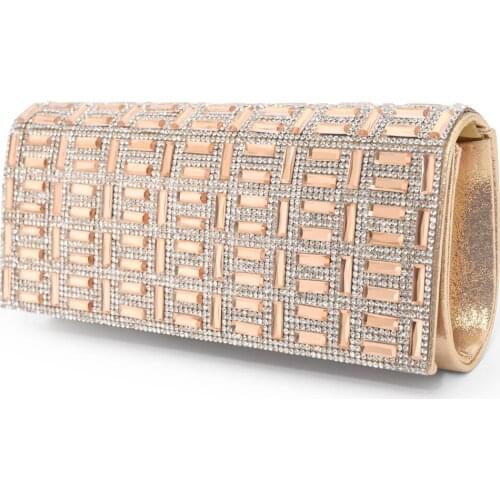 Woman Glittery Clutch Bag Evening Bags Rhinestones Shiny Paillette Decor Formal Handbag Shoulder Bag For Wedding Party Gold