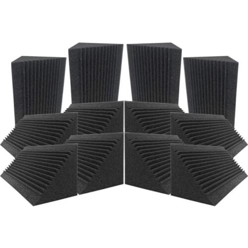 12 Pcs Sound-Absorbing Foam Board,Bass Trap Wedge-Shape Brick,Sound-Absorbing Foam Sound Insulation Treatment,12X12X24cm