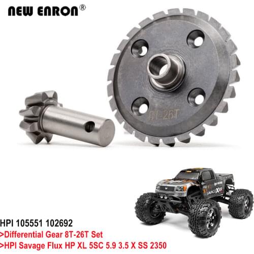#105551 #102692 Hard Steel 8T-26T Differential Ring Pinion Gear Set For RC Car Racing HPI 1/8 Savage Flux HP XL 5SC 5.9 3.5 SS