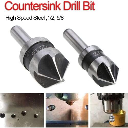 2pc Industrial Countersink Drill Bit Set 5 Flutes Counter Sink Woodworking Drill Bits Metal Working Chamfer Chamfering Cutter