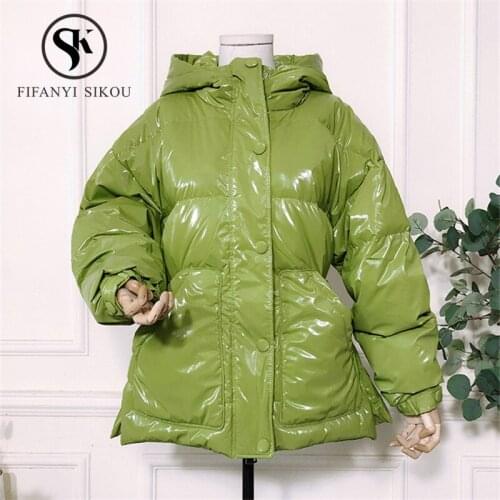 2019 Winter Coat Women Hooded Down Jacket Fashion Casual Zipper Pocket Thick Warm Parkas High quality 90% White duck down Coats