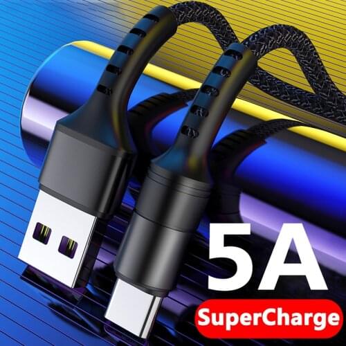 5A 0.25m 1m 2m USB Type C Supercharge Cable Mobile Phone Fast Charging Cord For Huawei Mate 20 P20 P30Pro USB C Wire Type C Cabo