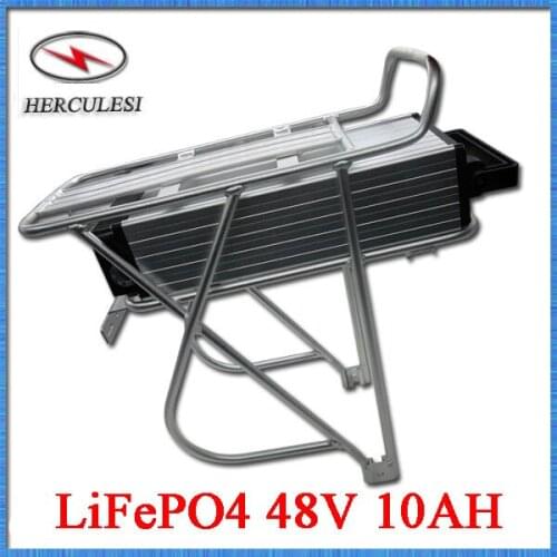 Rear Rack Battery 48V 12AH 16S7P 18650 LiFePO4 Battery Pack 10.5AH Long Life Cycle For Electric Bicycle 48 Volt