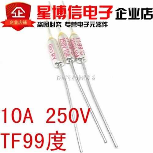 Free shipping 100pcs RY-99 Temperature Fuse RY Heat Protector 99 Degrees 10A250V TF 99 C Switch