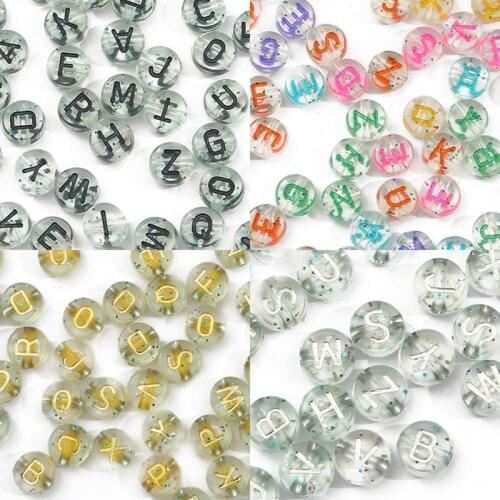 Round Flat Alphabet Luminous Heart Letter Acrylic Beads Loose Spacer Beads For Jewelry Making Handmade DIY Bracelet Necklace