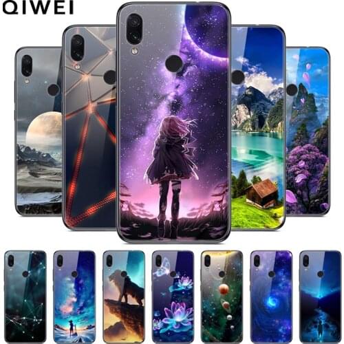 For Xiaomi Redmi Note 7 Case Tempered Glass Hard Back Cover For Xiomi Redmi Note7 Phone Cases Soft Bumper On Redmi 7 7A Redmi7