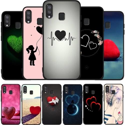 Love shape black phone Case For Samsung A10 30 40 50 30S 50S 60 70 M10 (M20 M30 M40 A01 31 51 71 A20E A21S)